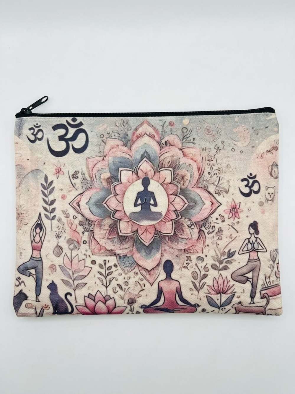 Self LOVE Boho Meditation Floral Canvas Zip Pouch